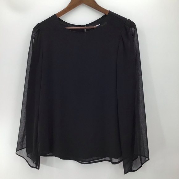 Peter Nygard Tops - Peter Nygard Black Shiffon Split Sleeve Blouse